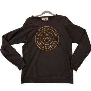 Wellen surf LA gray crewneck pullover graphic sweatshirt small huckleberry